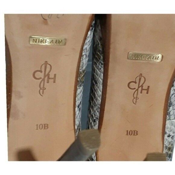 COLE HAAN Snake Print Leather Platform Peep Toe Heels Shoes Sz 10 - Picture 7 of 7